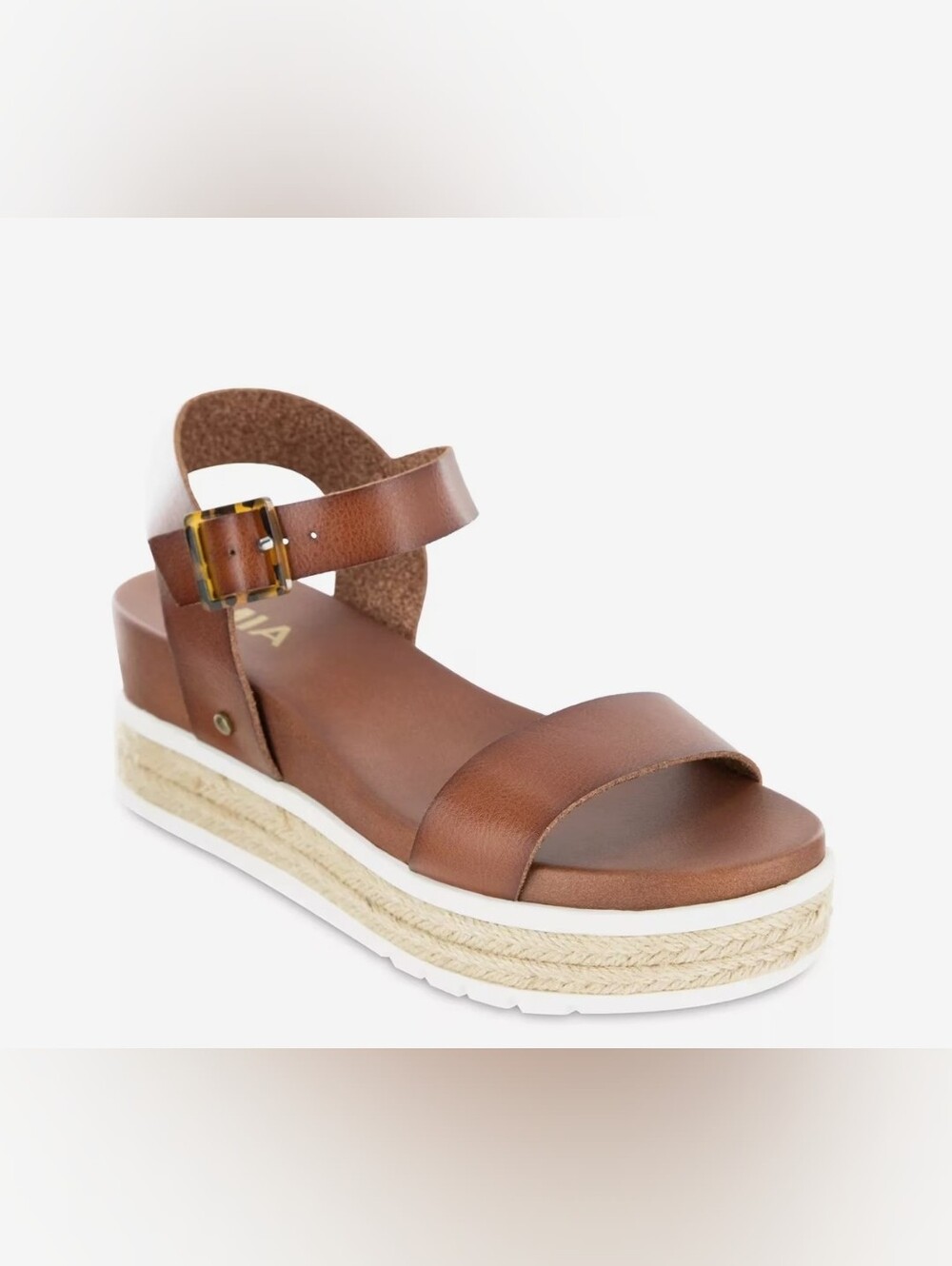 MIA Brown Leather Sandals with Espadrille Sole